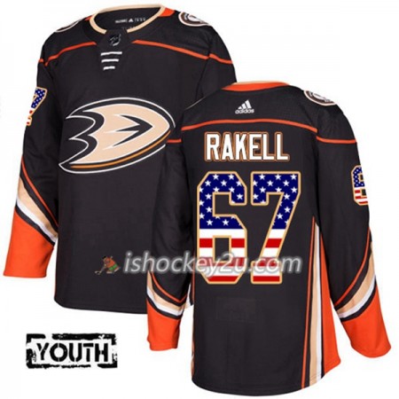 Børn NHL Anaheim Ducks Trøje Rickard Rakell 67 Adidas 2017-2018 Sort USA Flag Fashion Authentic